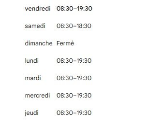 Horaires — fiche Franck Turek